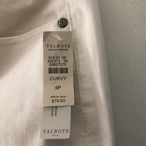 Talbots Sz 6P Curvy Cropped White Jeans NWT